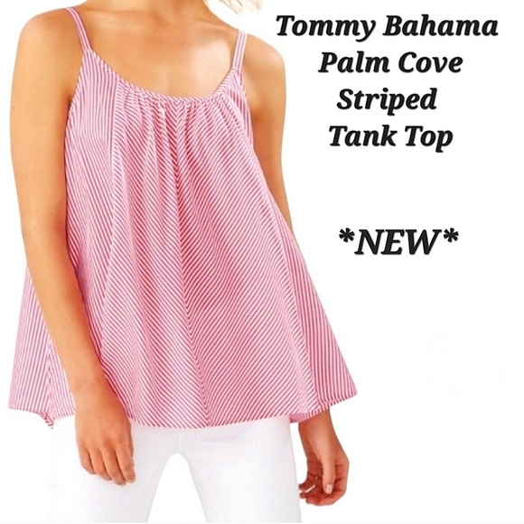 NEW Tommy Bahama Palm Cove Pink and White Striped Swing Cami Top Small MSRP $100 - Picture 1 of 16